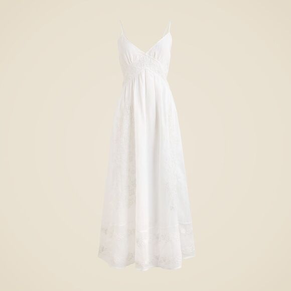 NWT J CREW Embroidered midi dress in ramie in white - Picture 5 of 7